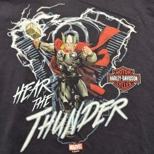 Harley-Davidson x Marvel Thor Hear the Thunder T-Shirt Men's XL Black Okoboji IA